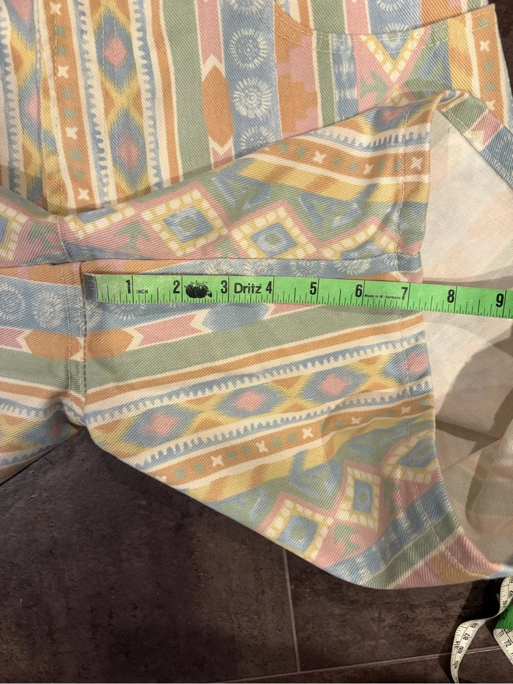 Vintage Pastel Aztec Southwestern Denim High-Rise Shorts Sierea West 1990s